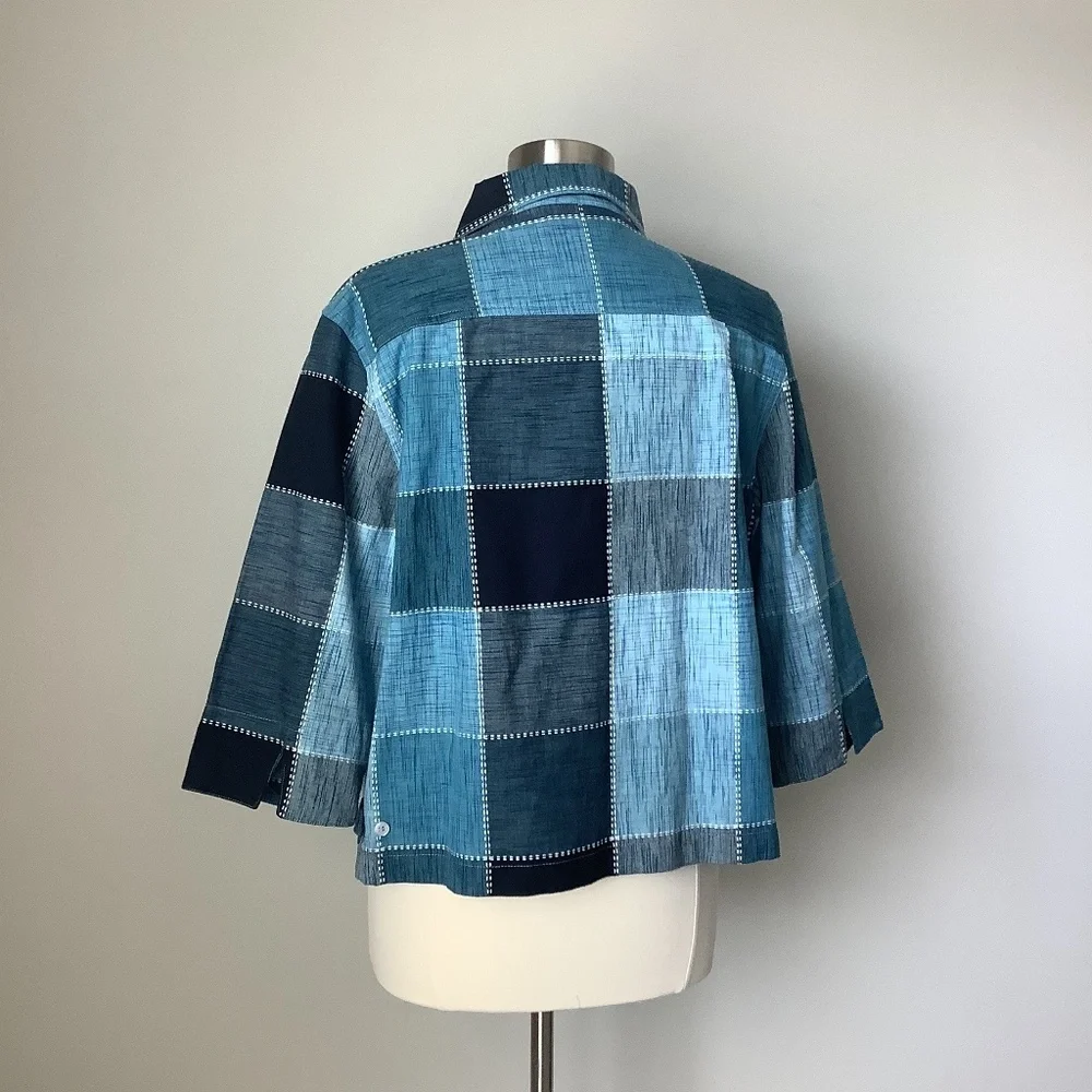 Vintage‎ Patchwork 3/4 Sleeve Blazer Jacket Large
